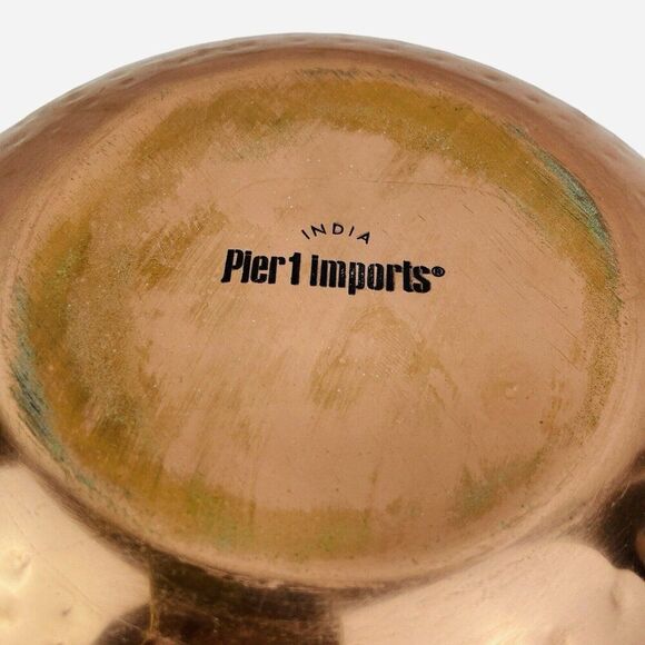RARE Pier 1 Imports India Hammered Copper Nesting Bowl Set of 4 Stainless Steel - Picture 10 of 16